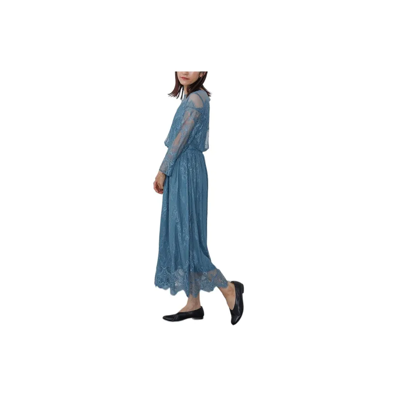 Beams HEART Long Sleeved Dress Women's Green-3