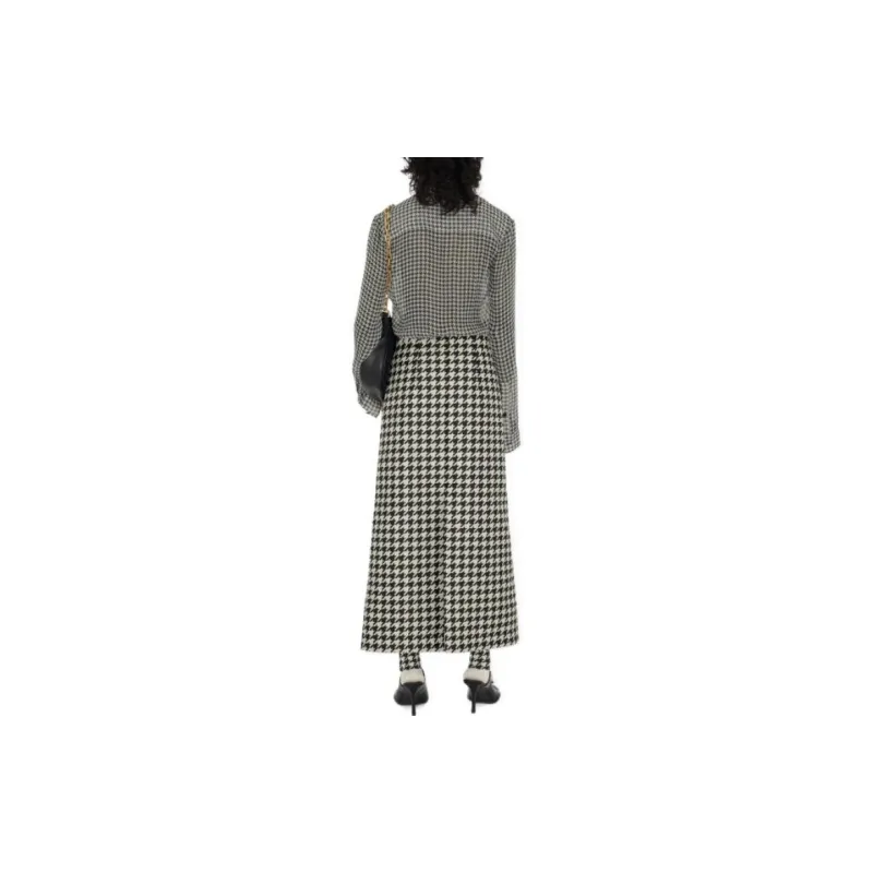 Burberry Houndstooth-pattern Gabardine Cropped Trousers-3