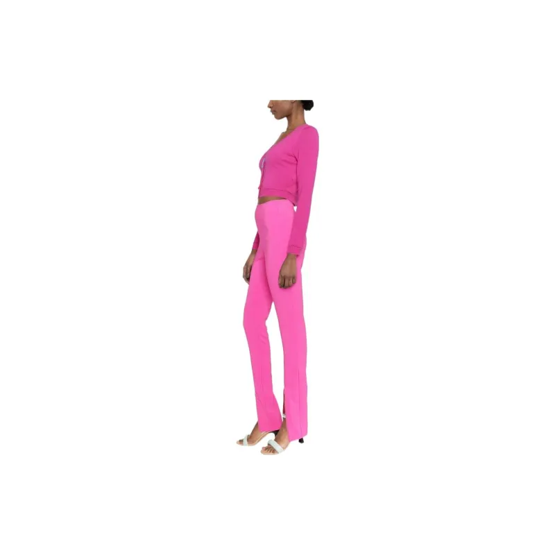 VERSACE Pin Embellished Fine Rib Cardigan 'Fuchsia'-3