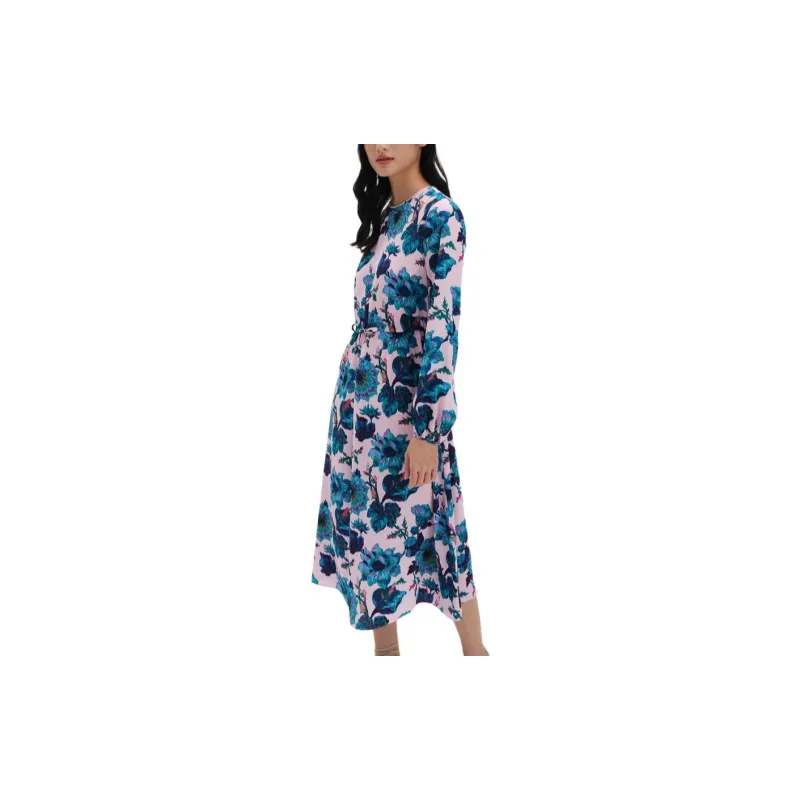 DVF Diane Von Furstenberg Floral print Long sleeved Midi Dress-4