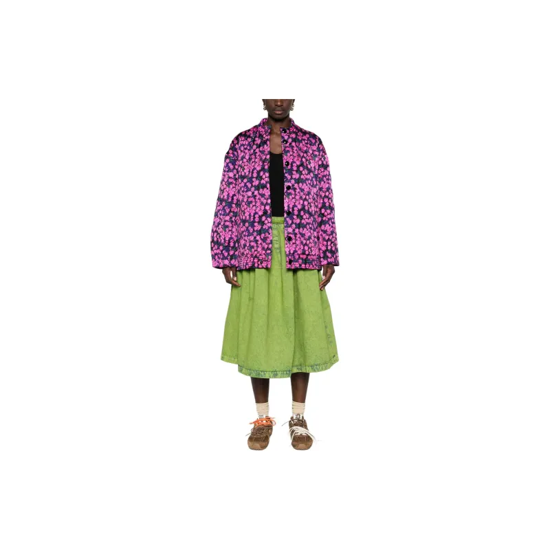 MARNI Denim Long Skirts Women's Moss Green-1