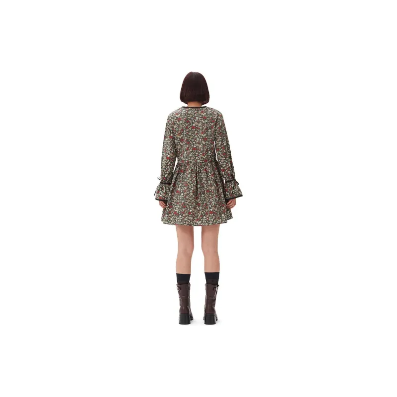 GANNI FW24 Long-Sleeved Dresses Women's Black Sand-1