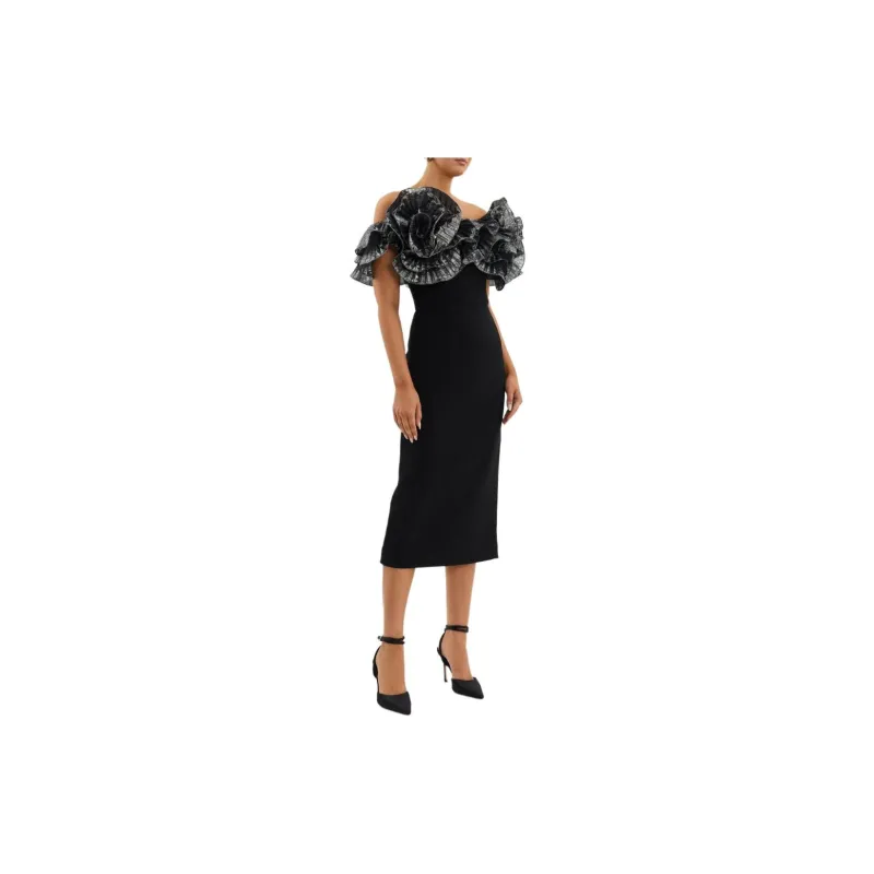 Rebecca Vallance Lumi Ruffled Midi Dress-3