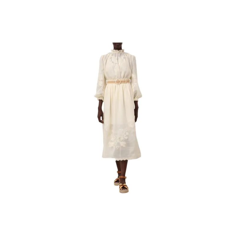 Zimmermann Embroidered Linen Maxi Skirt-2