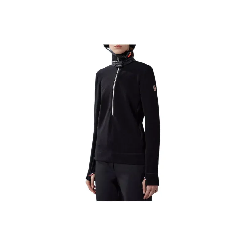 Moncler Fleece Polo Neck Sweatshirt Women's Black-3