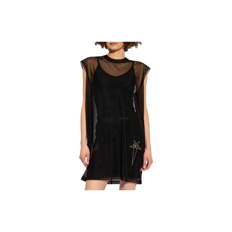 RICK OWENS Logo embroidered Mesh Top-2