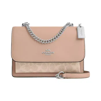 COACH Klare Coated Canvas Shoulder Bag, Crossbody Bag Trumpets Women's Silver & Sand & Taupe