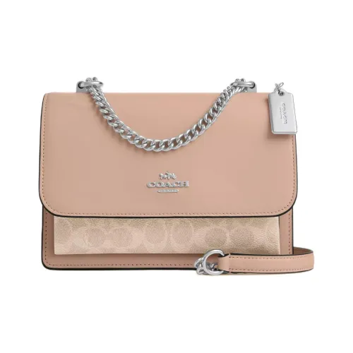 COACH Klare Coated Canvas Shoulder Bag, Crossbody Bag Trumpets Women's Silver & Sand & Taupe