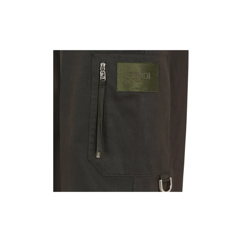 FENDI Logo Patch Straight Leg Trousers-3