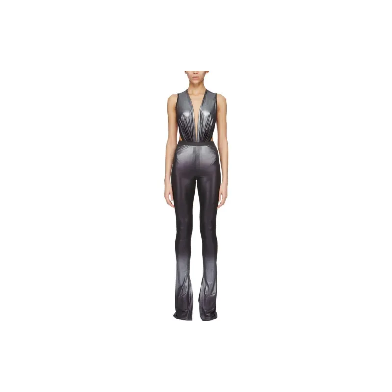 RICK OWENS Carmen Metallic Flared Trousers-1