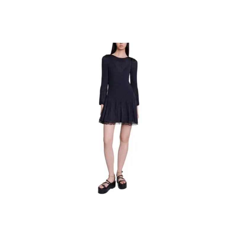 Maje Long Sleeved Dresses Women's Black-1