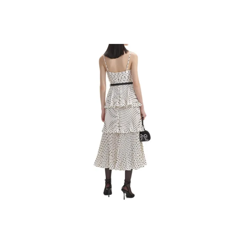 Self-portrait Polka Dot Tiered Midi Dress-2