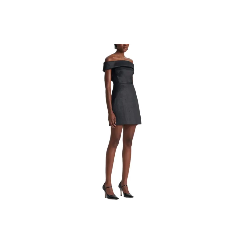 SCANLAN THEODORE Tinsel Mini Dress Short-Sleeved Dresses Women's Black-3