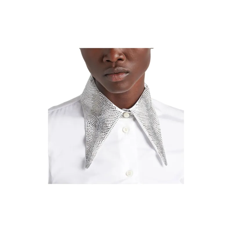 PRADA Rhinestone embellished Cotton Shirt-4