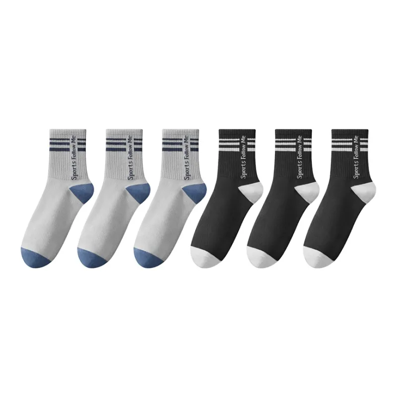 H YXIANG Mid Calf Socks Men's 6 Pack-11