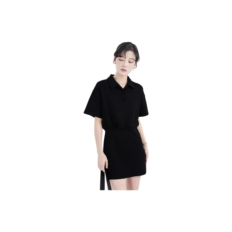 Gui'er Short-Sleeved Dresses Women's Black-1