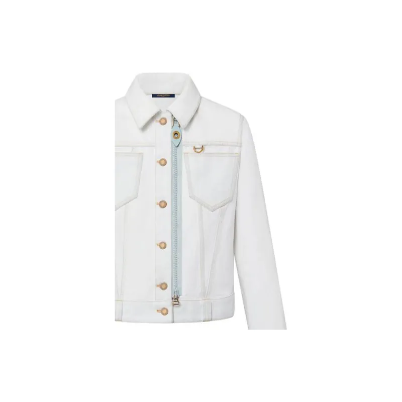 LOUIS VUITTON Bleached Denim Zipper Jacket-5
