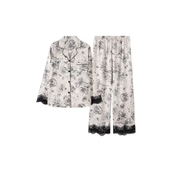 OEING Pajama Set Women's Black White