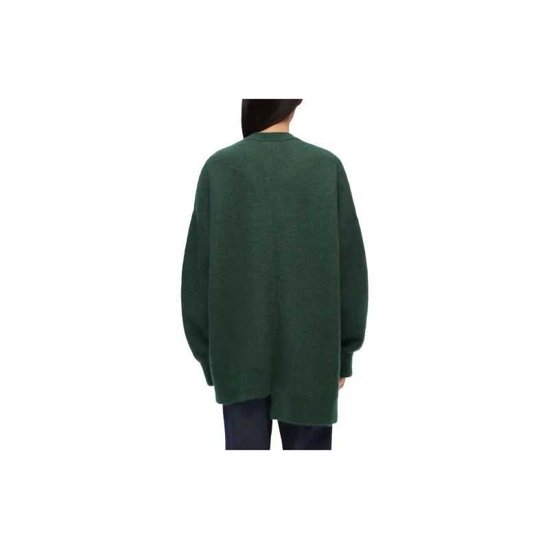LOEWE Asymmetric Cardigan 'Dark Green'-5