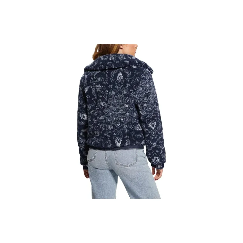 GUESS Eco Carmela Printed Sherpa Jacket Jackets Coats Women's Marine Blue-2