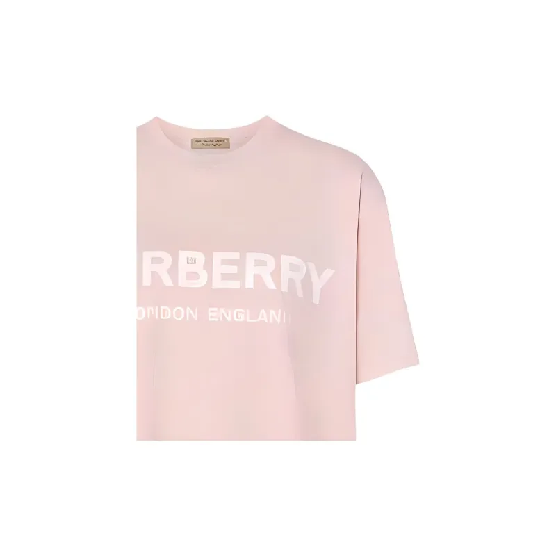 Burberry Women's Logo Print T shirt Pink/White-2