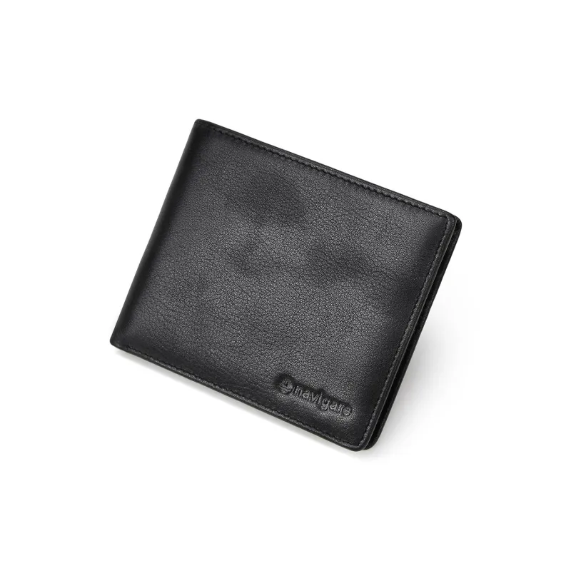 NAVIGARE Top Grain Cow Leather Wallet Card Holder Money Clip Regular Men's Black/Coffee-6