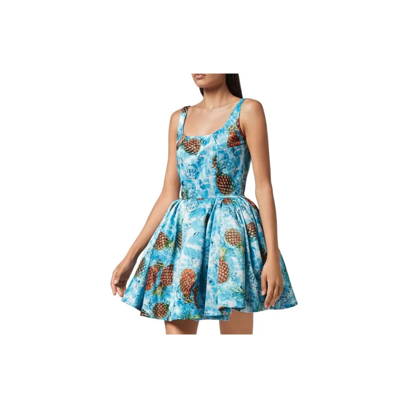 PHILIPP PLEIN Duchesse Pineapple Skies print Mini Dress-4