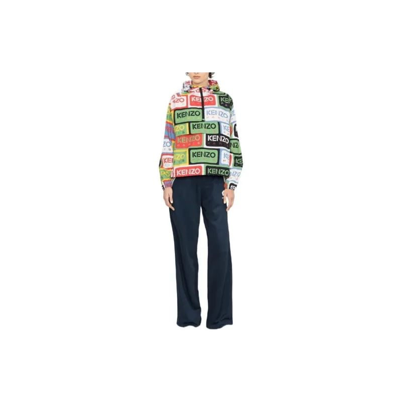 KENZO Logo Printed Zipped Hooded Jacket-2