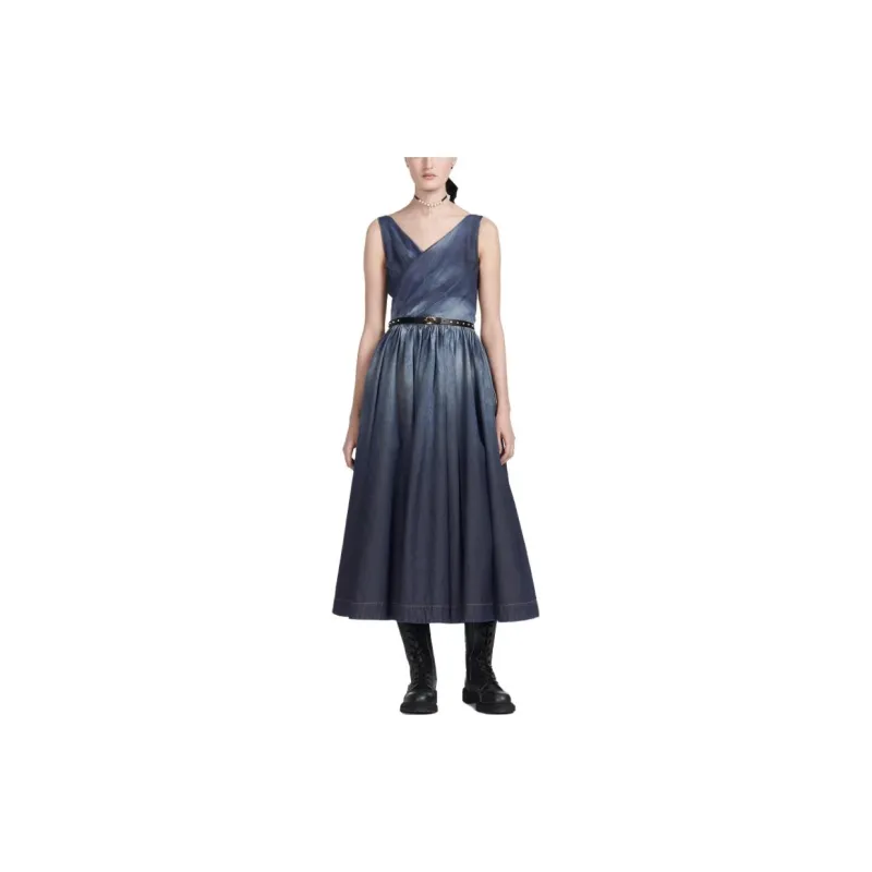 DIOR Sleeveless Dress Women's Blue-2