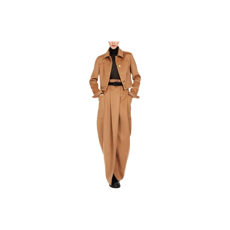 MaxMara Foglia Collection Camel Colour Biker Jacket Jackets Coats Women's Camel-1