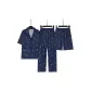 305 Dark Blue Feather Short-Sleeved[Three-Piece Set]