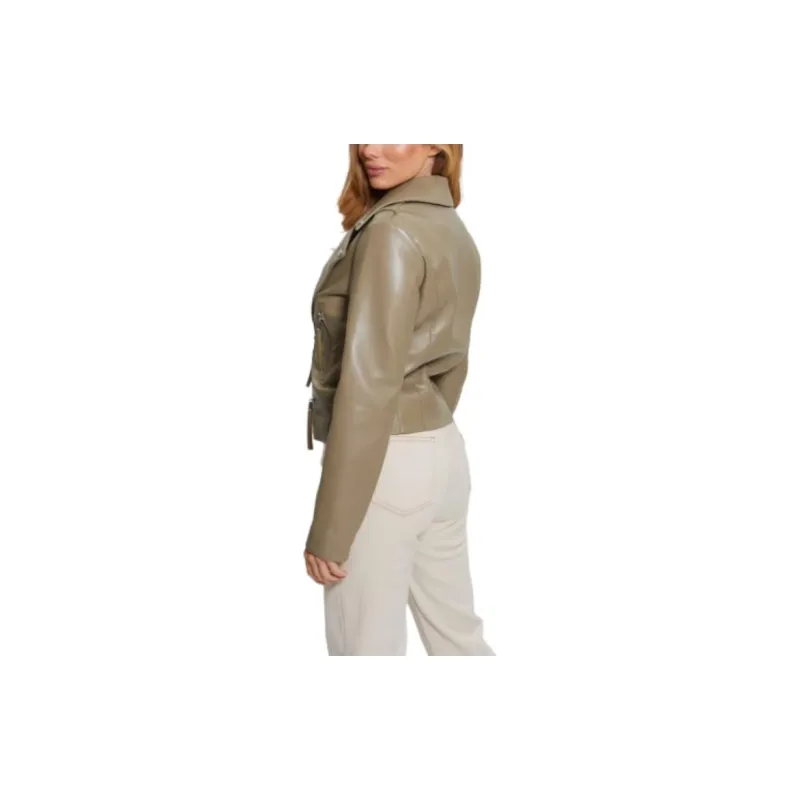 GUESS Faux-Leather Monica Jacket Jackets Coats Women's Olive Green-4