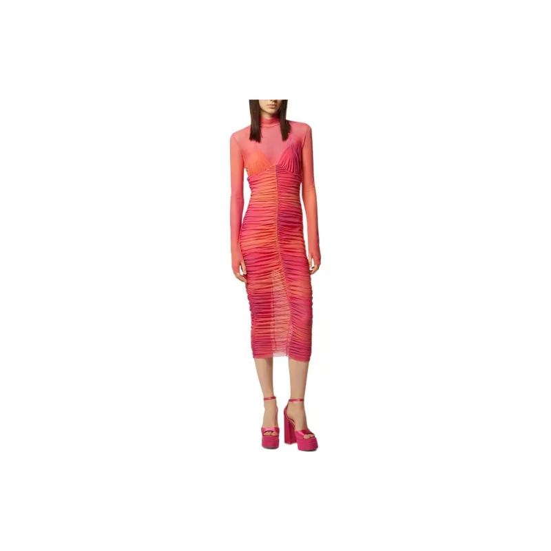VERSACE JEANS COUTURE Logo plaque Ruched Dress-1