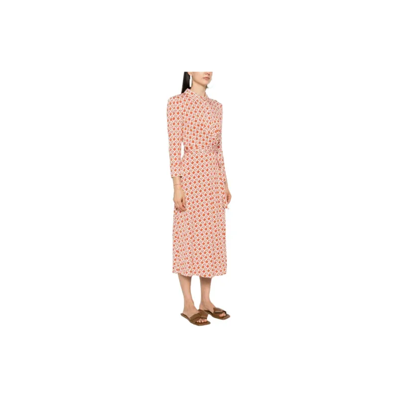 DVF Diane Von Furstenberg SS24 Long Sleeved Dress Women's Pumpkin Orange-3