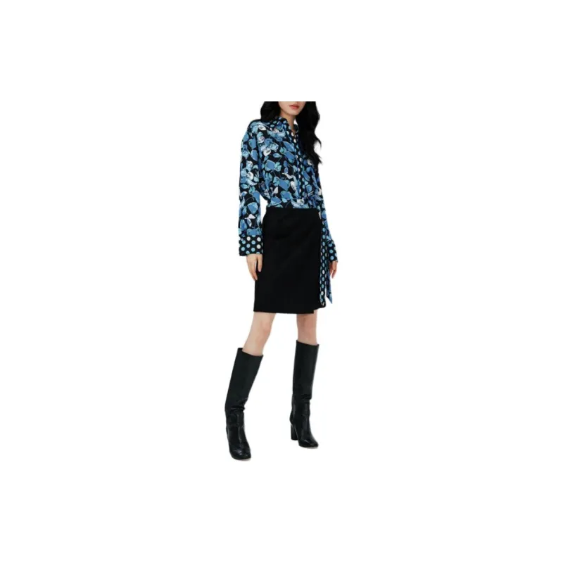 DVF Diane Von Furstenberg SS24 Long-Sleeved Dresses Women's Sapphire Blue-3
