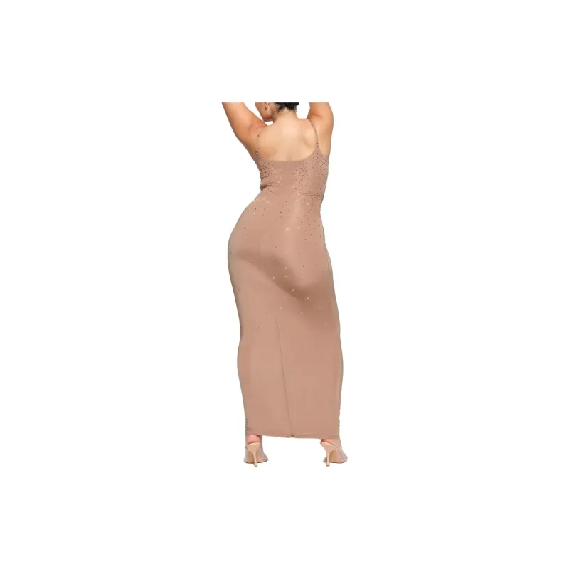 Skims X Swarovski Jelly Sheer Cami Long Dress Sienna-14