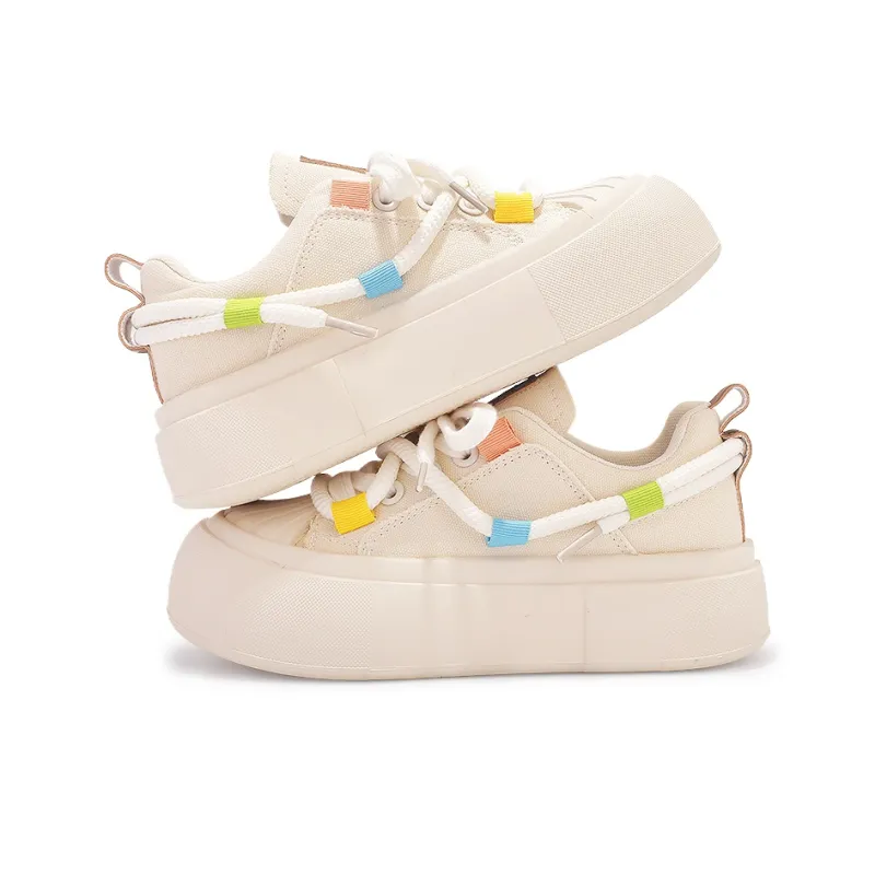 SNXR Cushioned Wear Resistant Lightweight Slip Resistant Low Top Skateboard Shoes Women's Beige-3