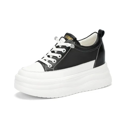 RED DRAGONFLY Small White Shoes Lightweight Height Increasing Low Top Casual Shoes Women's Black Beige