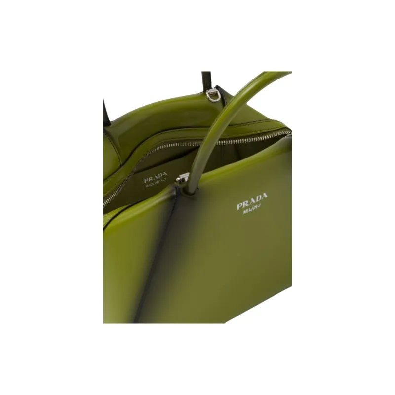 PRADA Shiny Leather Shoulder Bag Crossbody Bag Handbag Small Size Women's Ivy Green-3