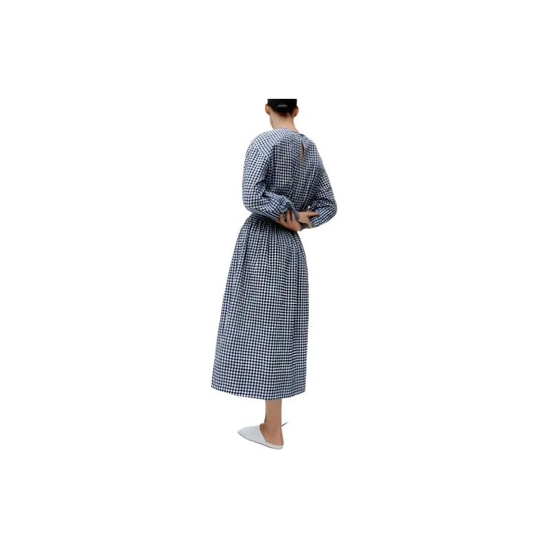 ARKET Long Sleeved Dresses Women's Navy Blue/White-2