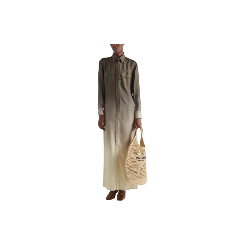 PRADA Ombré effect Silk twill Shirt Dress-1