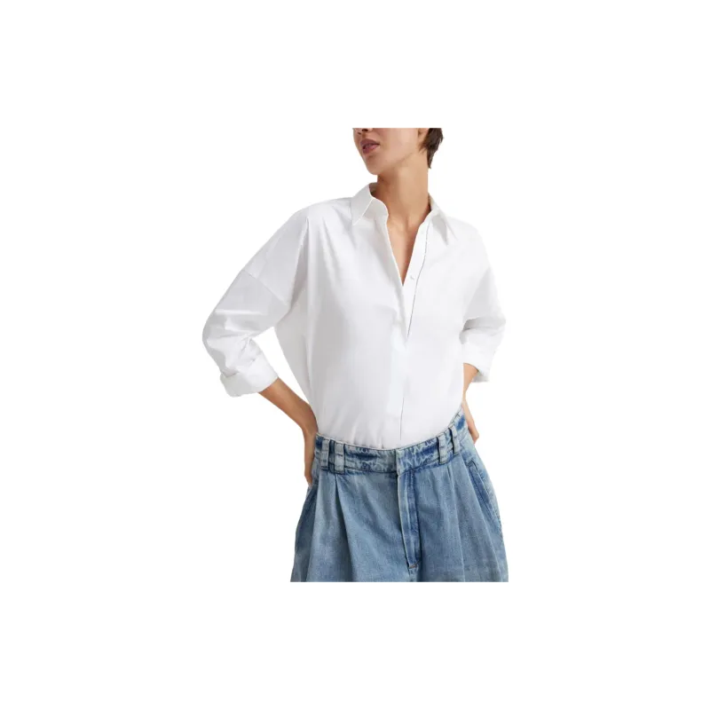 Brunello Cucinelli Embellished Curved Hem Shirt-3