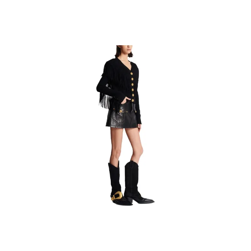 BALMAIN 5 Button Fringed Cardigan-5