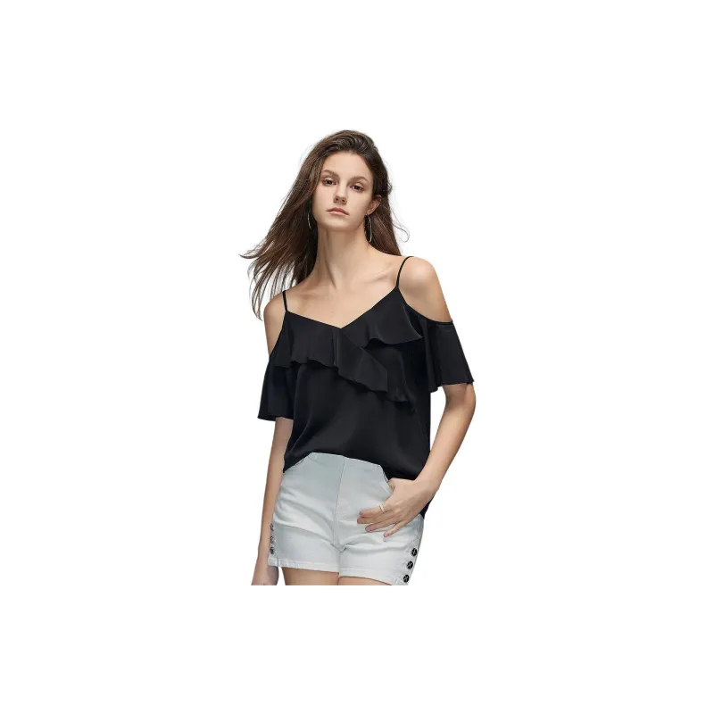 【dme】 Chiffon Shirt Women's Black-2