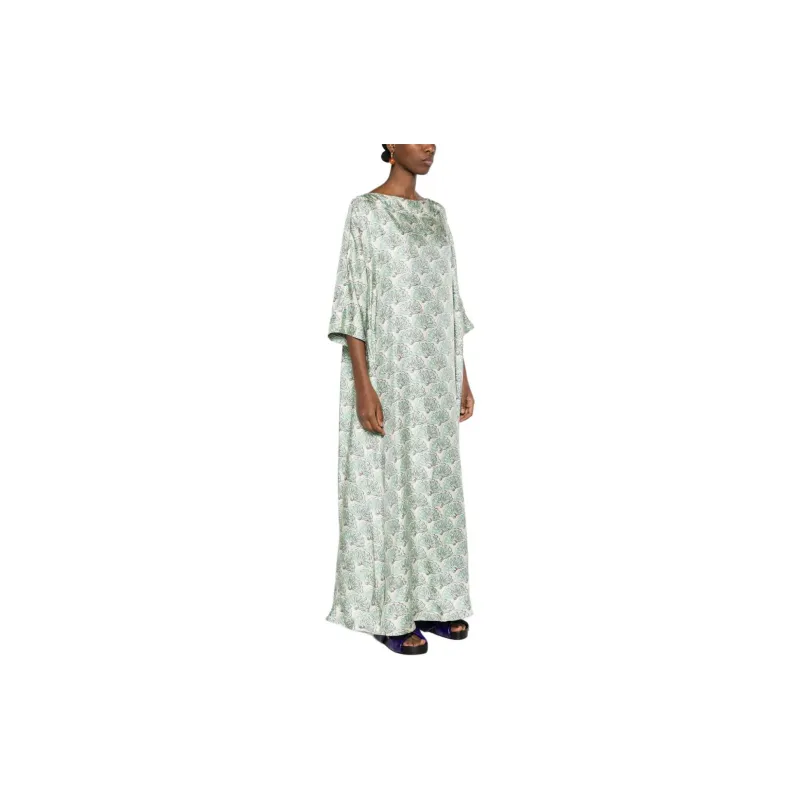La DOUBLEJ. Muumuu Fans-print Maxi Dress-3