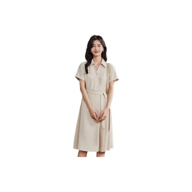 Coonesha Short Sleeved Dresses Women's Beige-3