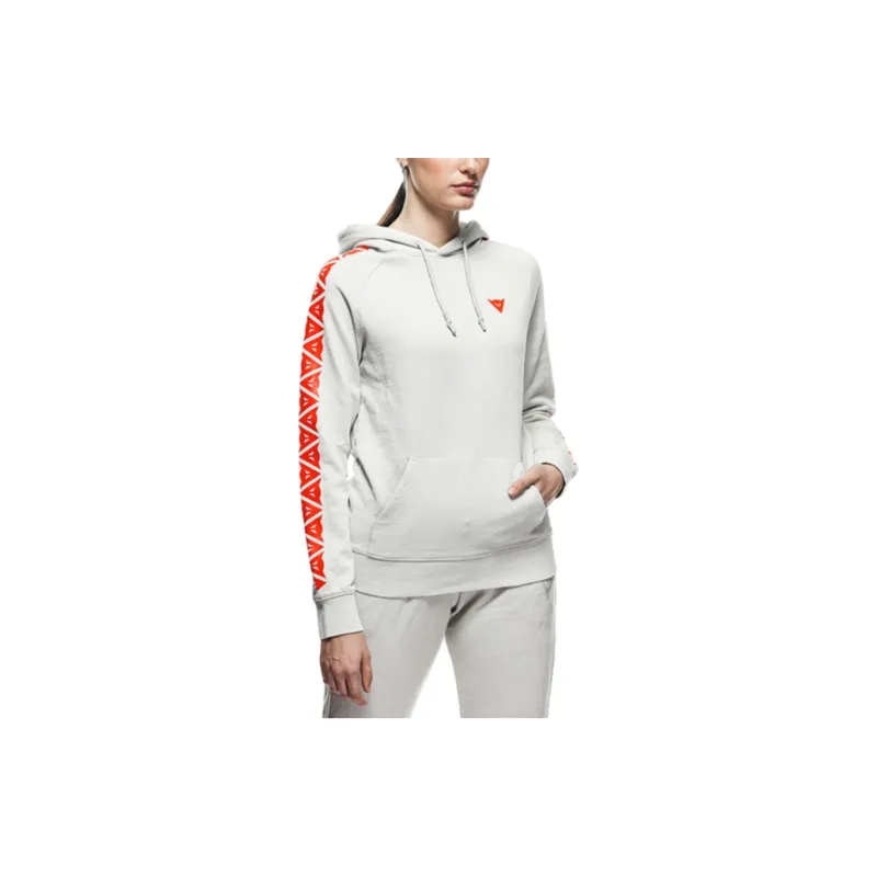 DAINESE HOODIE STRIPES Sweatshirt Women's Light Gray-Red-2