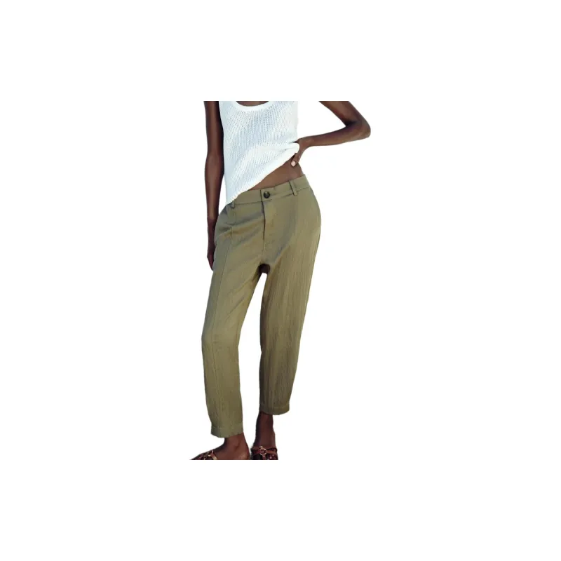 ZARA Casual Pants Women's Green-2