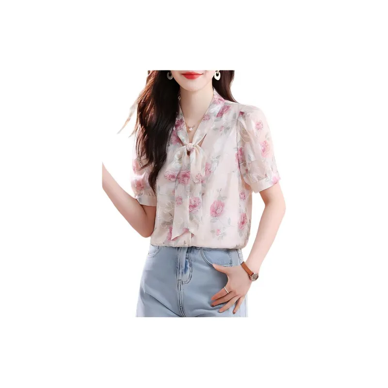 ETSE Shirt Women's Pink Mixed Flowers-4