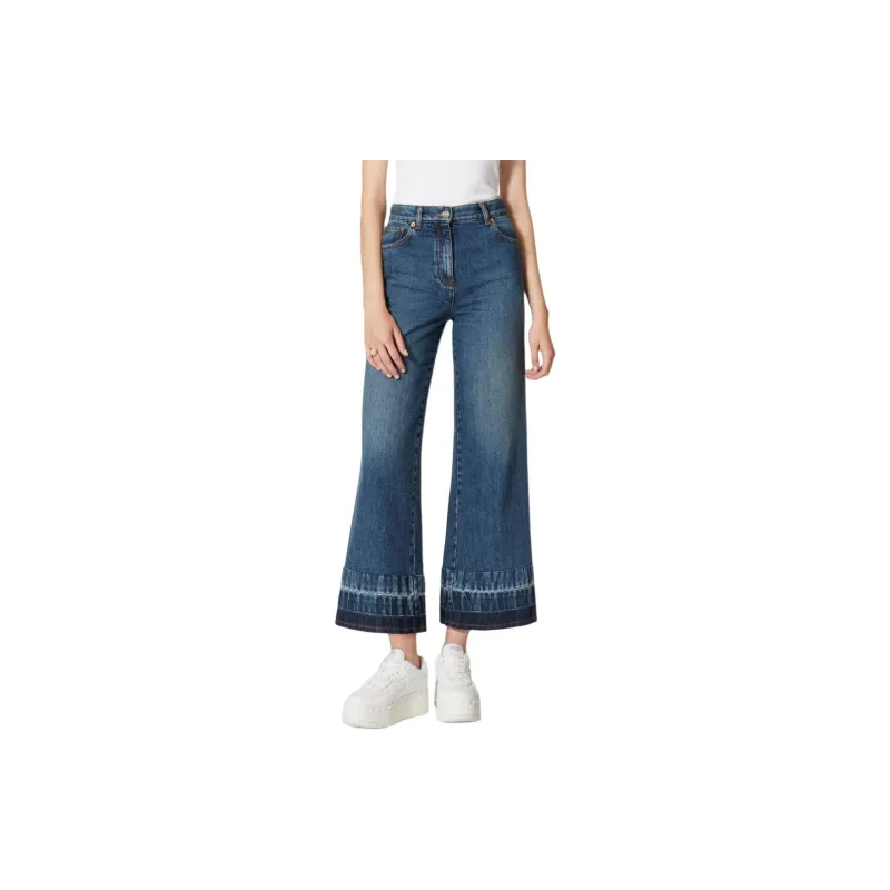 Valentino Logo Plaque Wide Leg Jeans-1